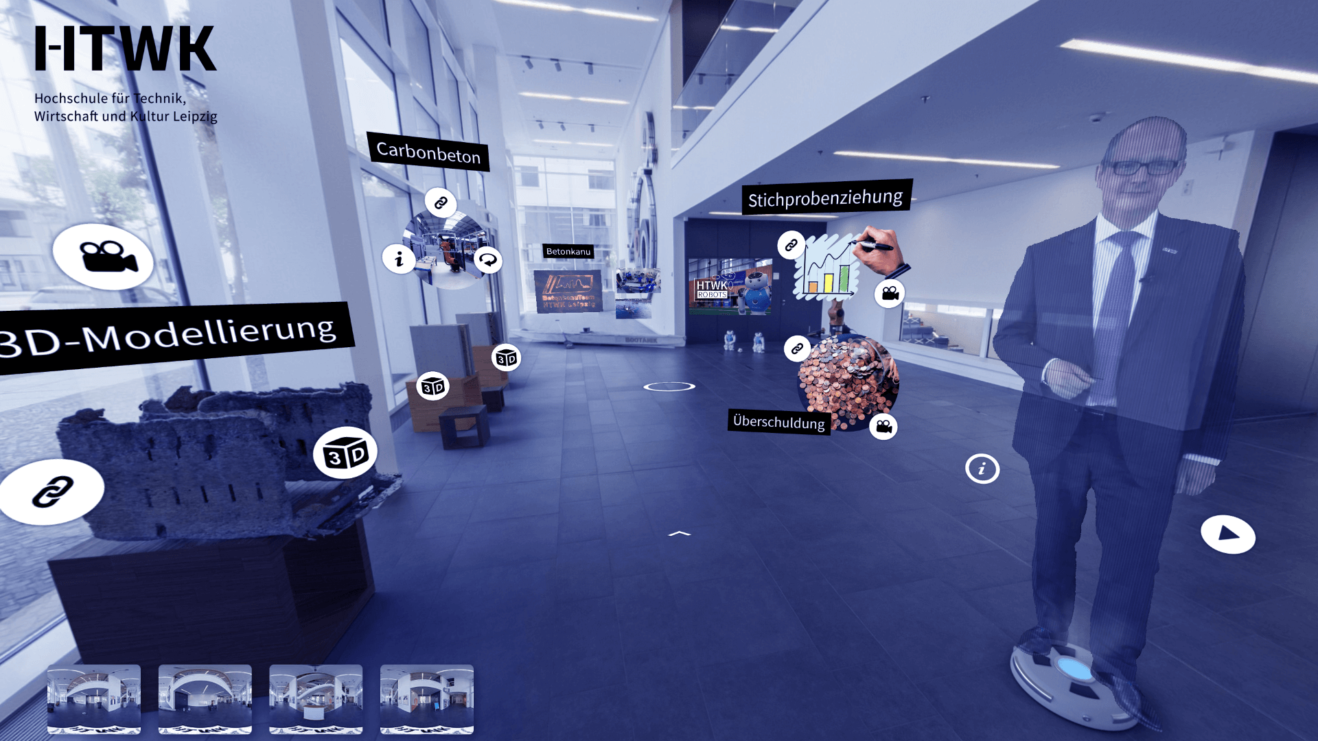 Screenshot des Eingangs des virtuellen Ausstellungsraumes.